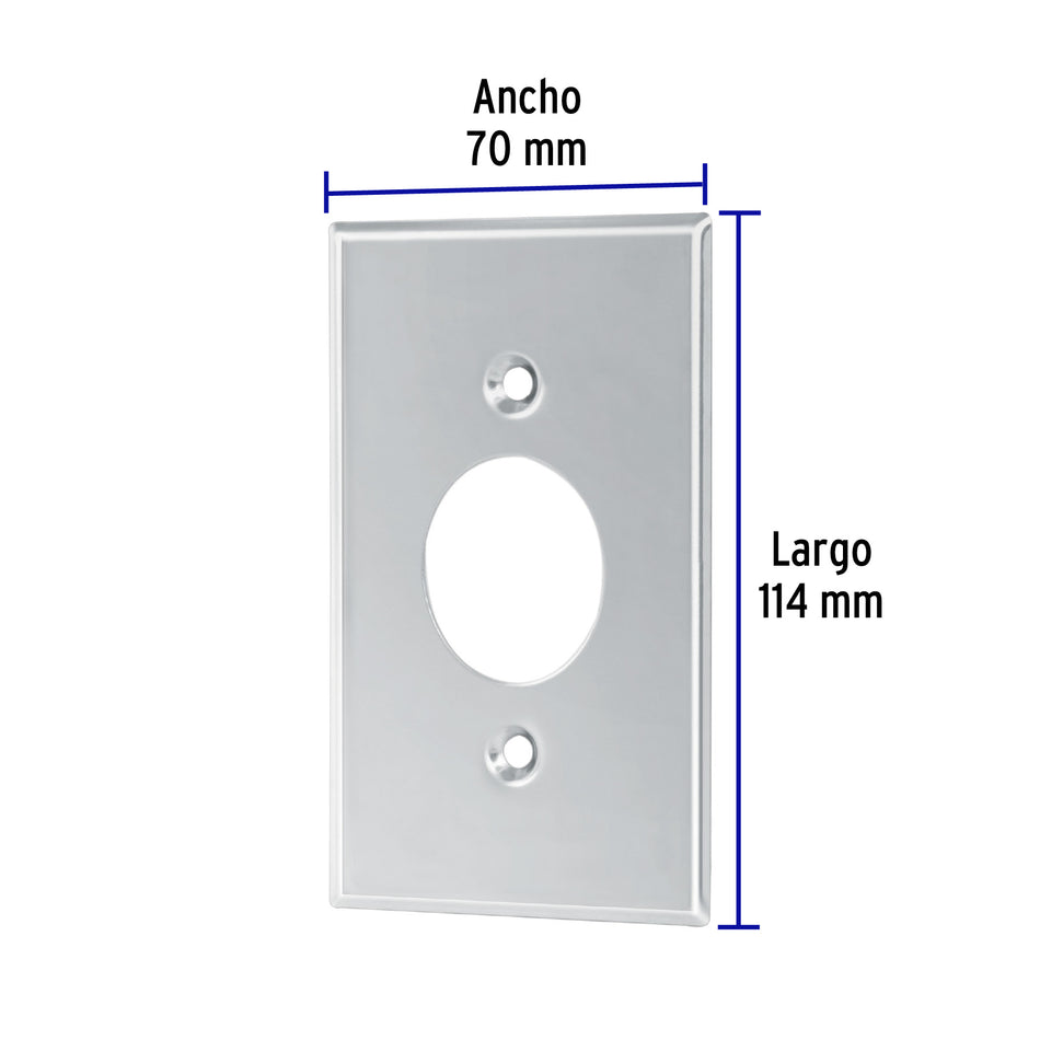 Placa de Acero Inoxidable para contacto sencillo, Standard Caja con 10, 46546