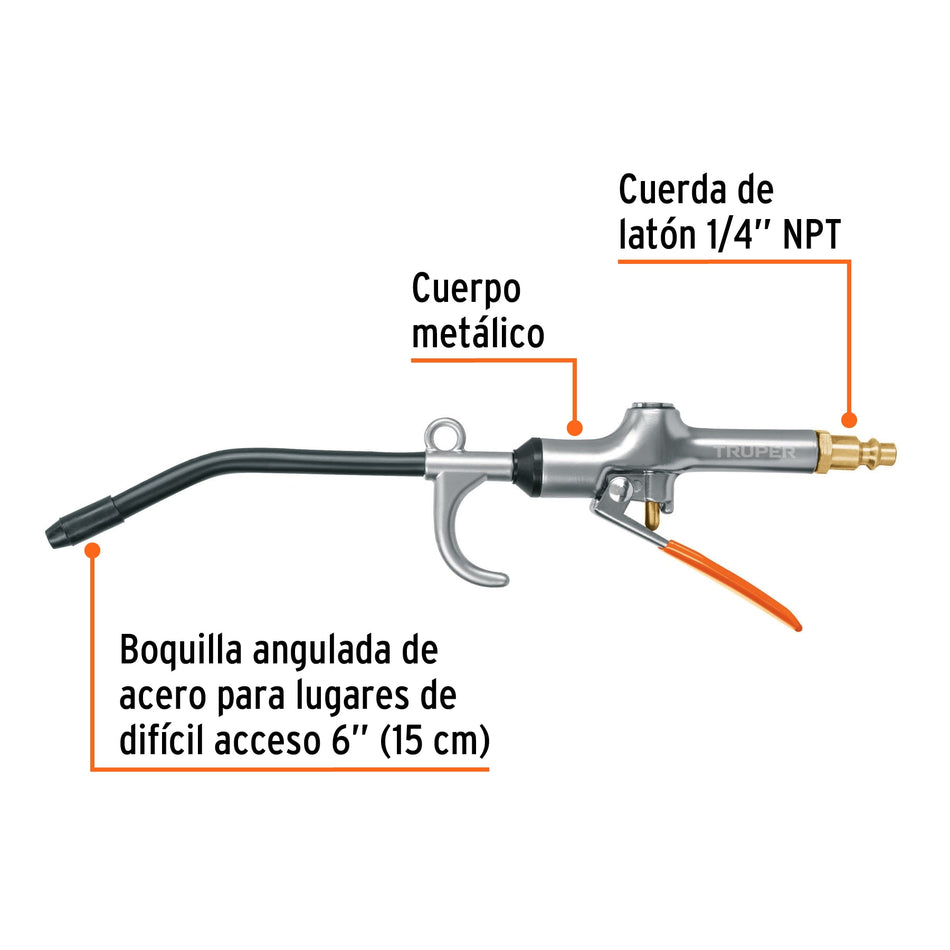 Pistola para sopletear con gancho, 120 psi, Truper Caja con 2, 101080