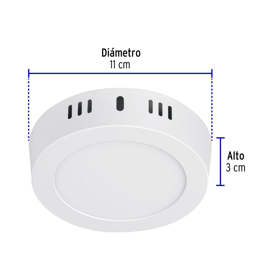 Luminario LED tipo plafón 6 W, redondo, luz de día, blanco Caja con 4, 46711