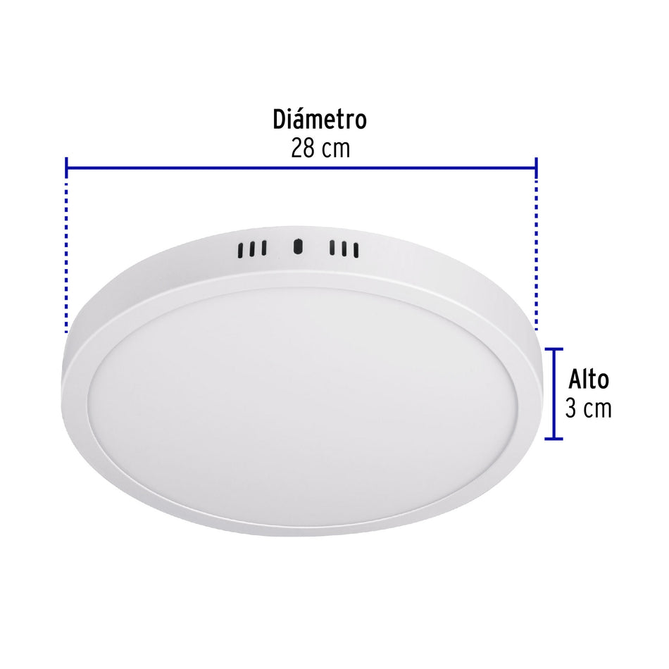 Luminario LED tipo plafón 24 W, redondo, luz de día, blanco Caja con 2, 46717