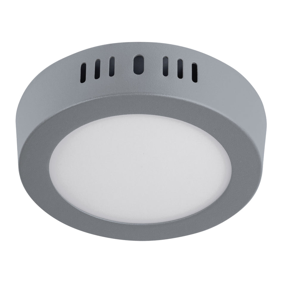 Luminario LED tipo plafón 6 W, redondo, luz de día, gris Caja con 4, 47346
