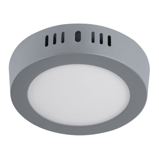 Luminario LED tipo plafón 6 W, redondo, luz de día, gris Caja con 4, 47346