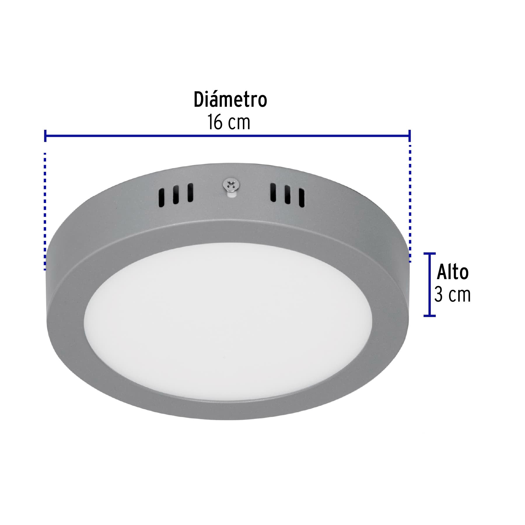 Luminario LED tipo plafón 12 W, redondo, luz de día, gris, 47347