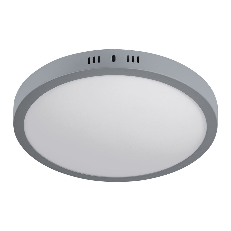 Luminario LED tipo plafón 18 W, redondo, luz de día, gris Caja con 2, 47348