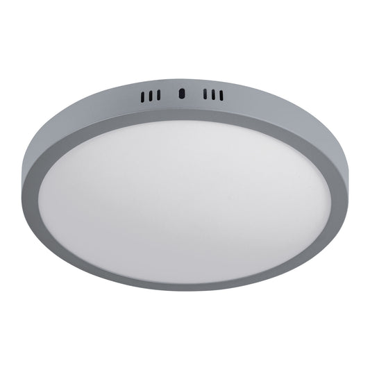 Luminario LED tipo plafón 18 W, redondo, luz de día, gris Caja con 2, 47348