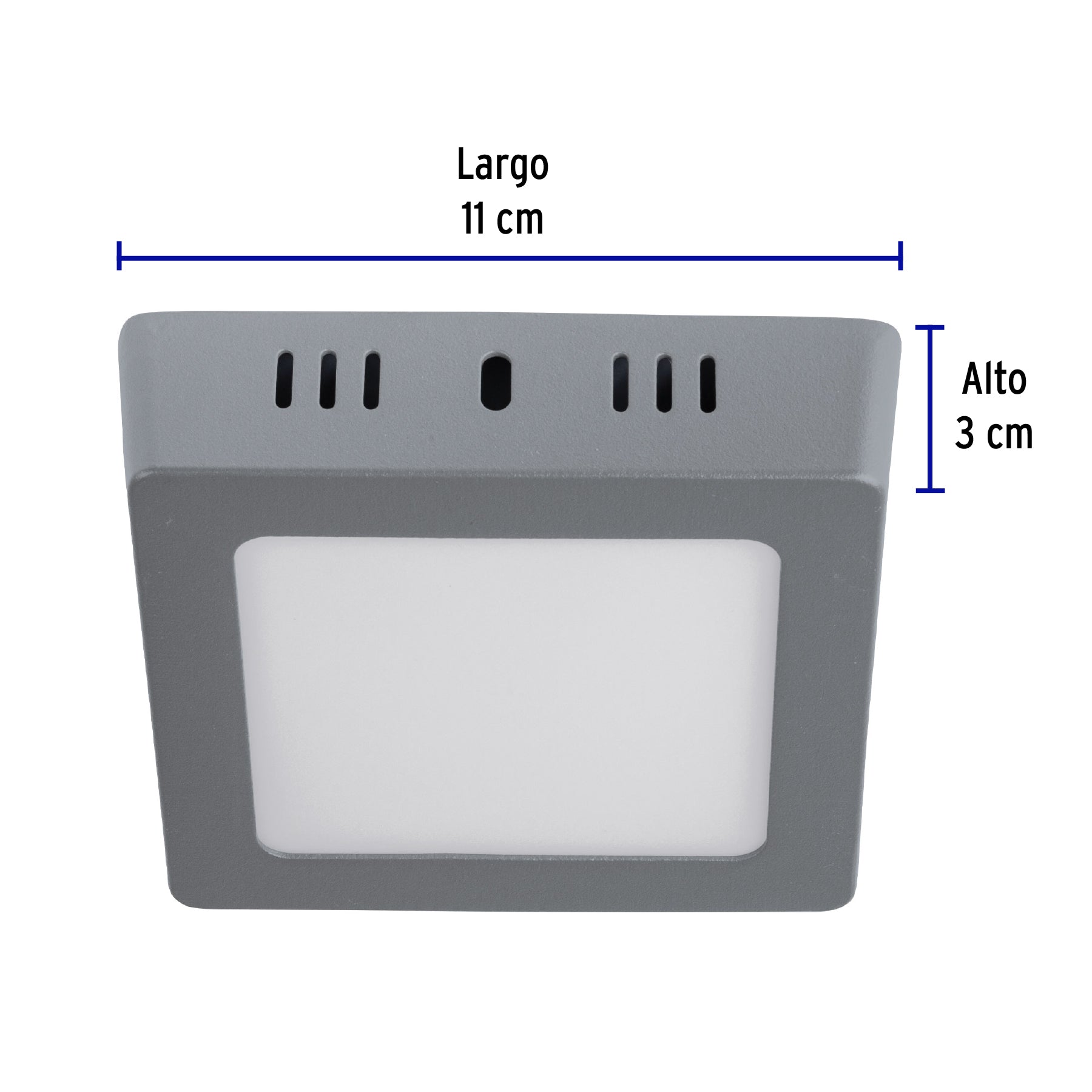 Luminario LED tipo plafón 6 W, cuadrado, luz de día, gris, 47446