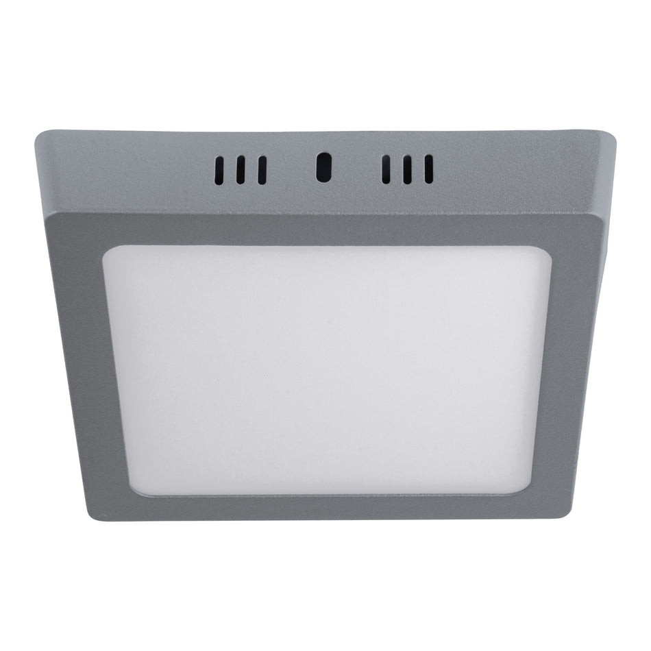 Luminario LED tipo plafón 12 W, cuadrado, luz de día, gris Caja con 4, 47447