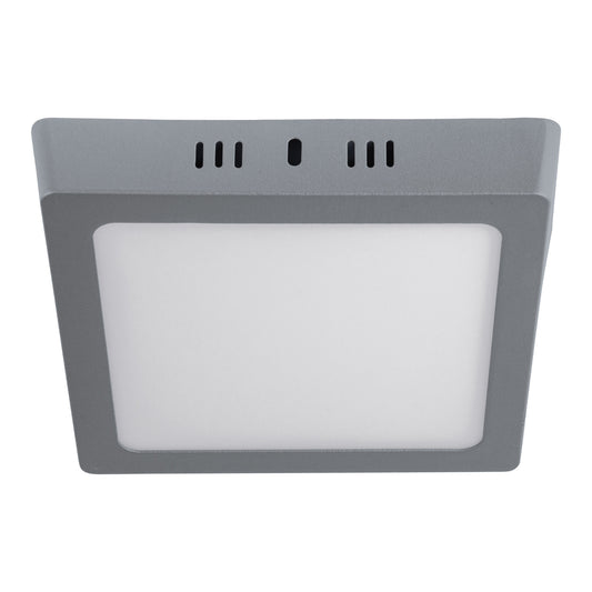 Luminario LED tipo plafón 12 W, cuadrado, luz de día, gris Caja con 4, 47447