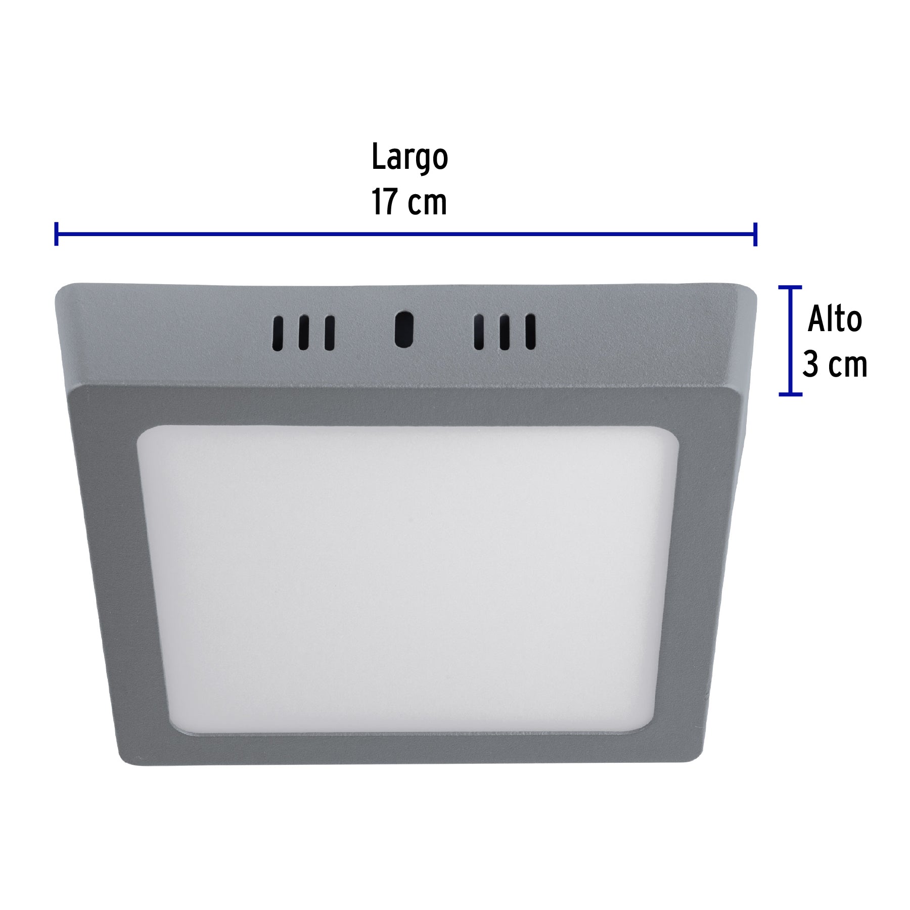 Luminario LED tipo plafón 12 W, cuadrado, luz de día, gris, 47447