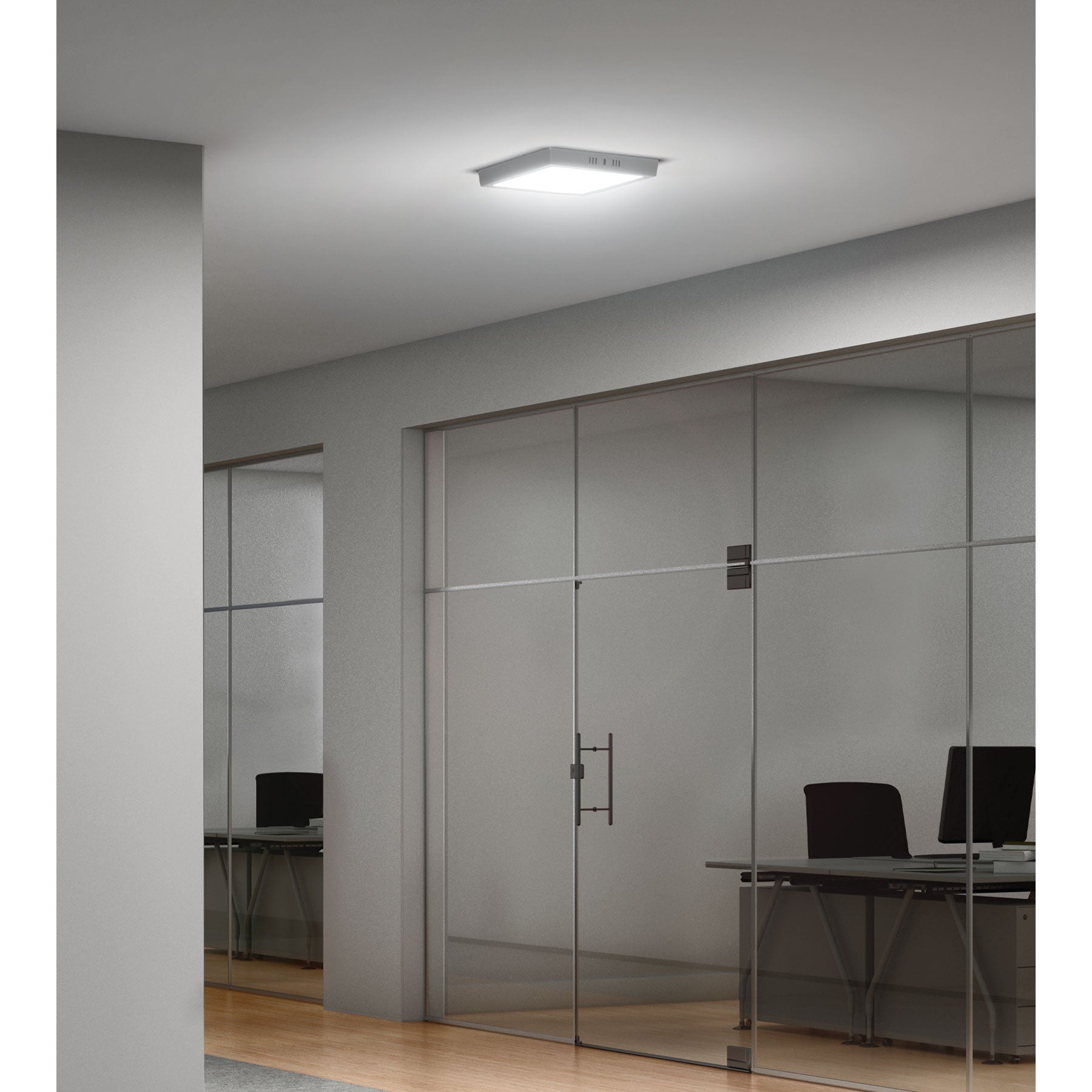 Luminario LED tipo plafón 18 W, cuadrado, luz de día, gris, 47448