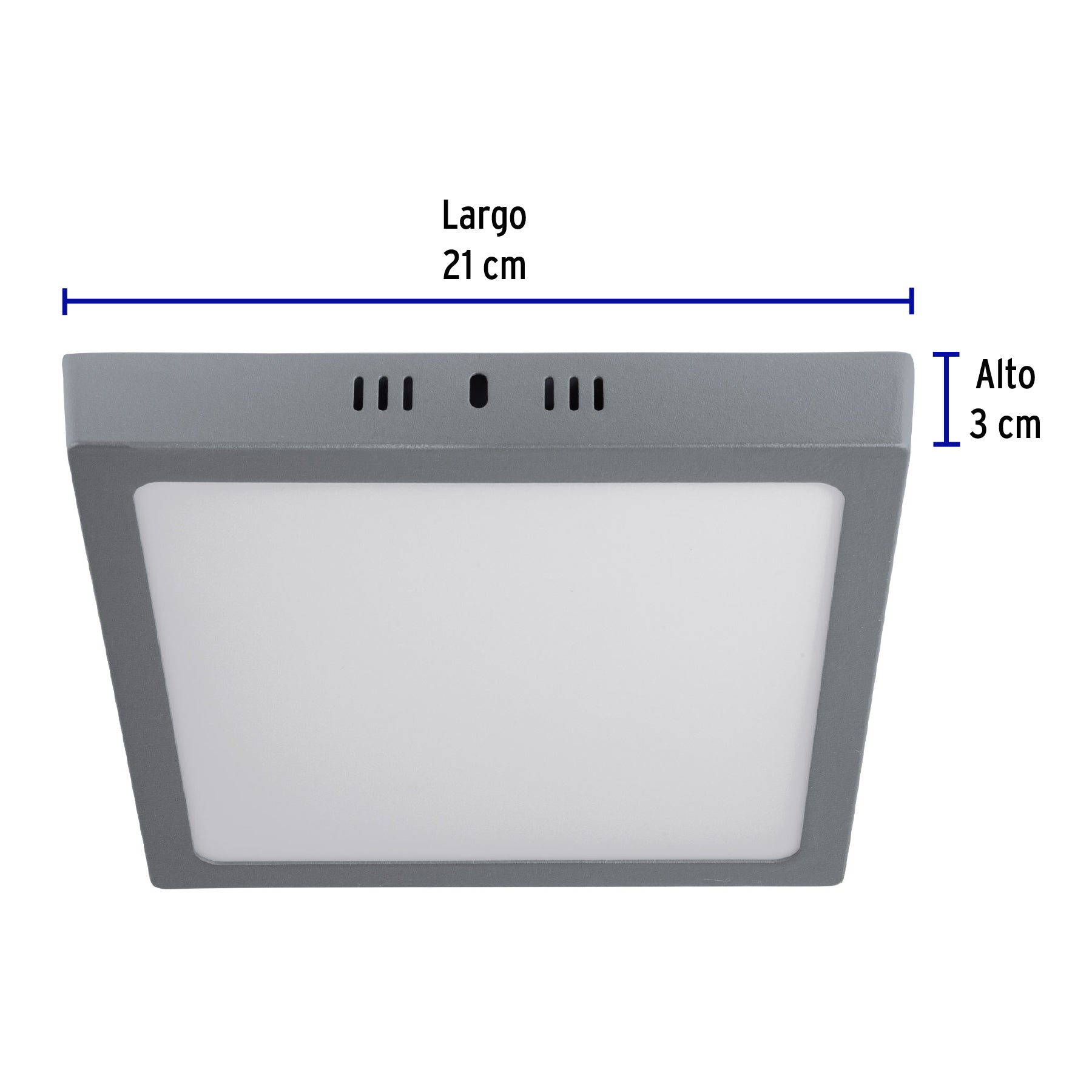 Luminario LED tipo plafón 18 W, cuadrado, luz de día, gris, 47448