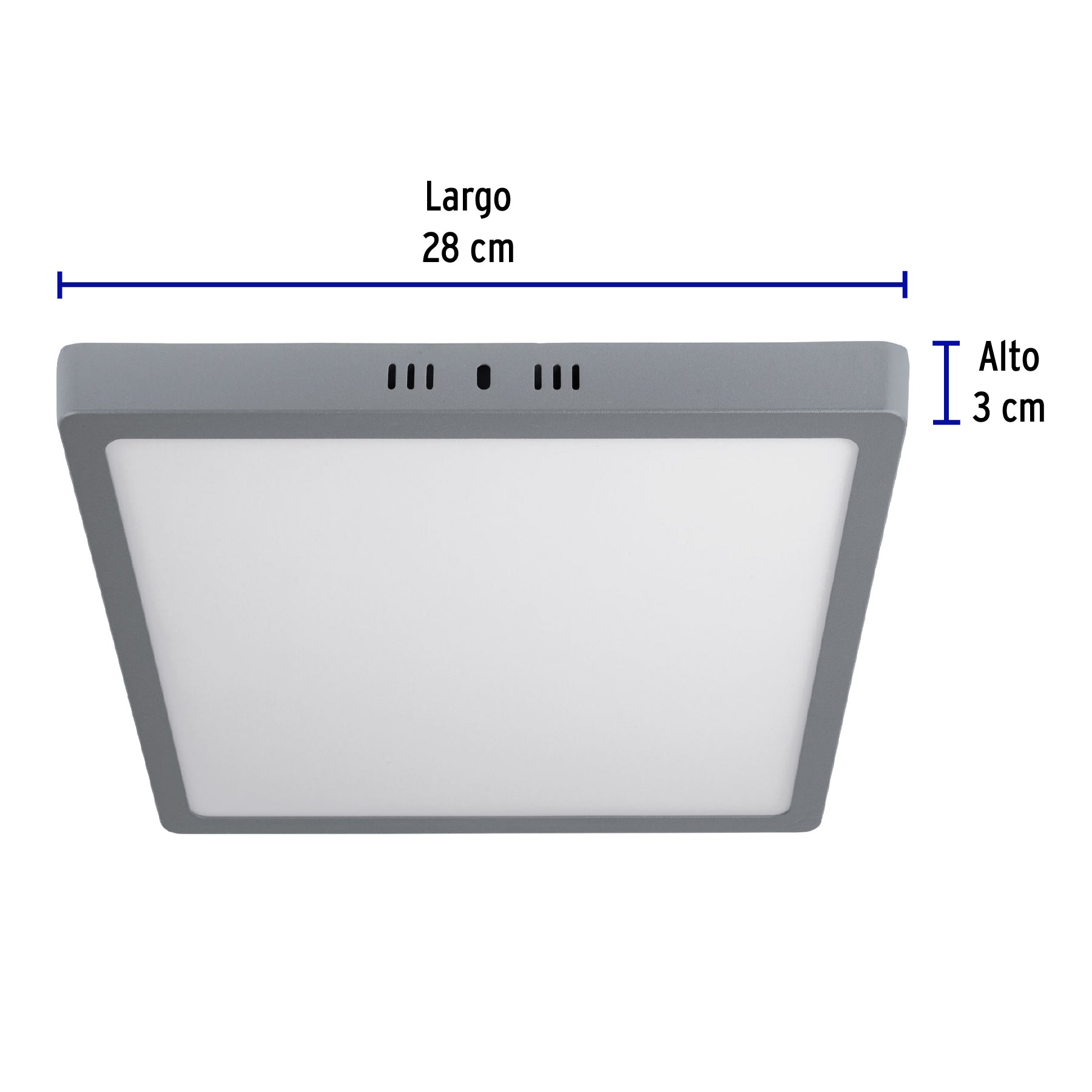 Luminario LED tipo plafón 24 W, cuadrado, luz de día, gris, 47449