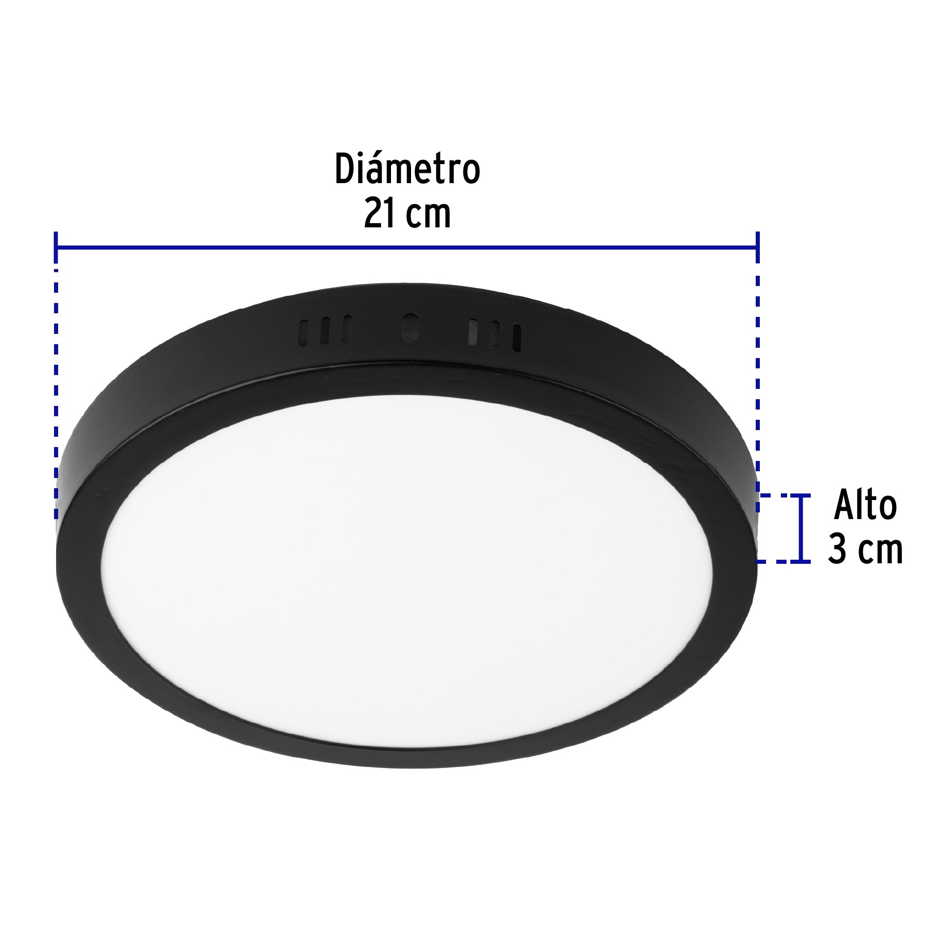 Luminario LED tipo plafón 18 W, redondo, luz de día, negro, 47397