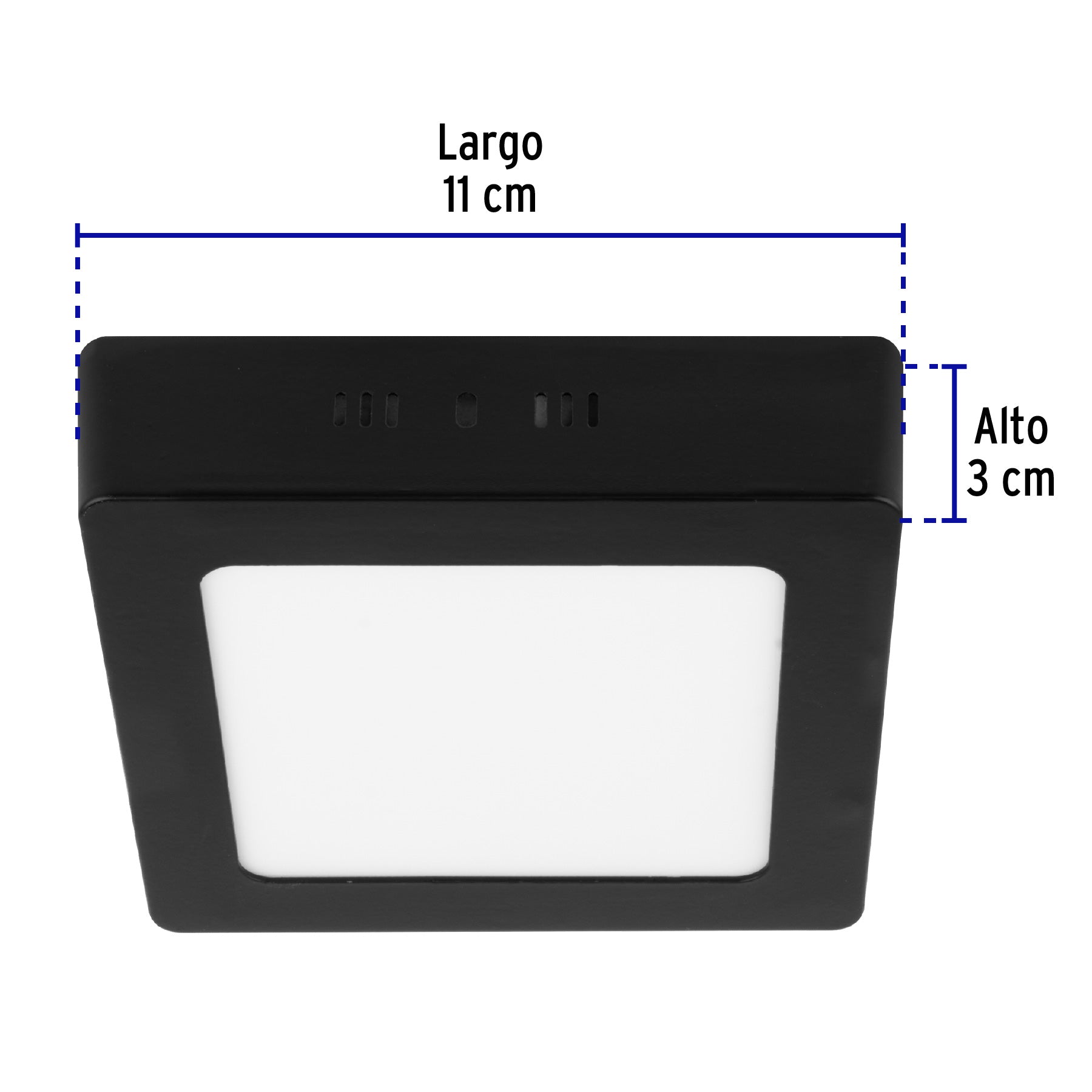 Luminario LED tipo plafón 6 W, cuadrado, luz de día, negro, 47415