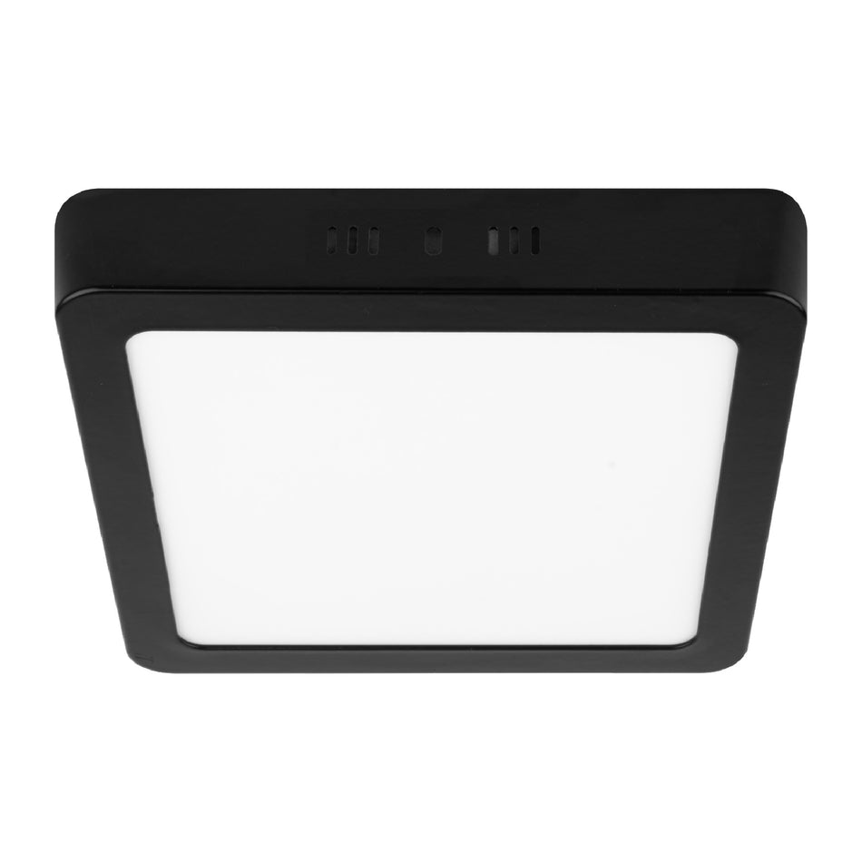 Luminario LED tipo plafón 18 W, cuadrado, luz de día, negro Caja con 2, 47417