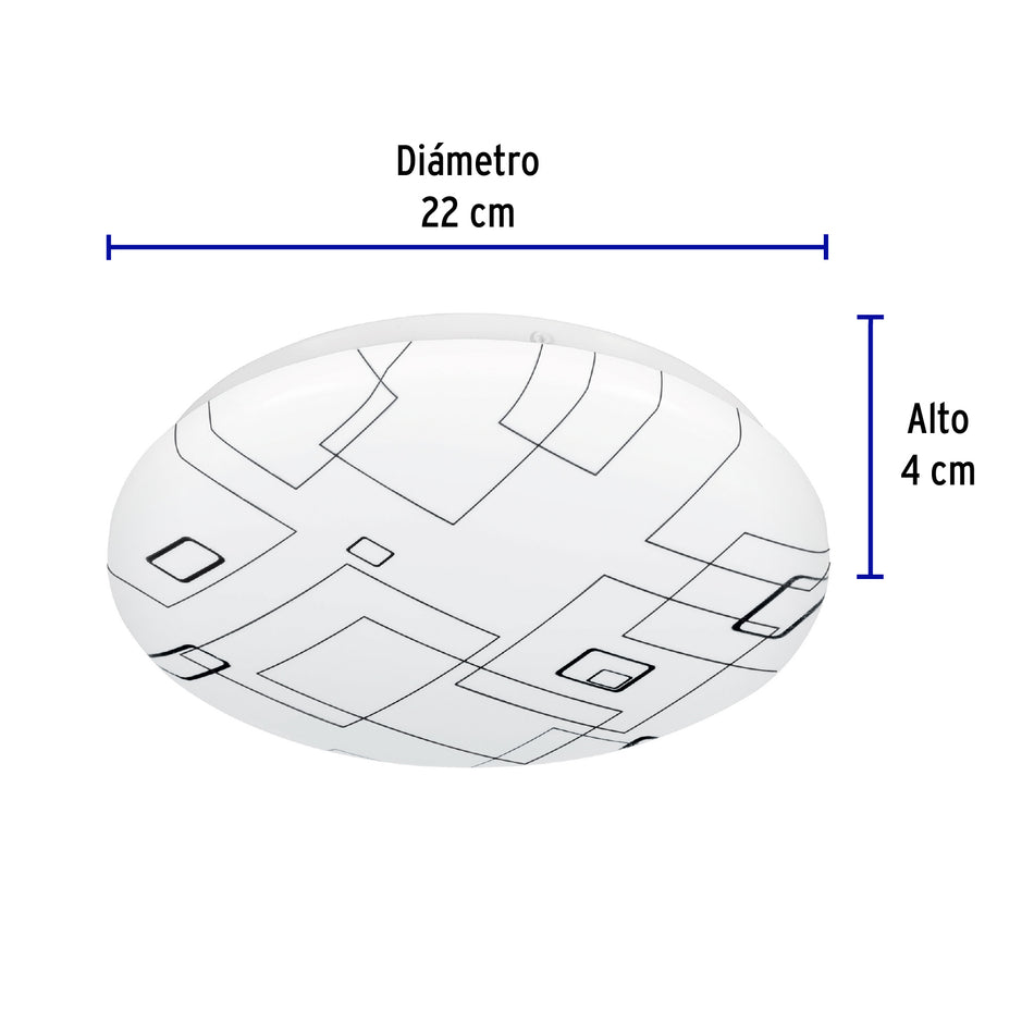 Luminario LED 8W plafón decorativo cuadros luz de día,BASIC Caja con 2, 43176