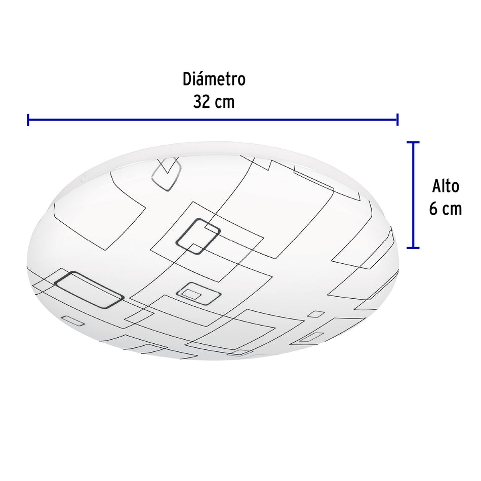 Luminario LED 18W plafón decorativo cuadros luz de día,BASIC Caja con 2, 43178