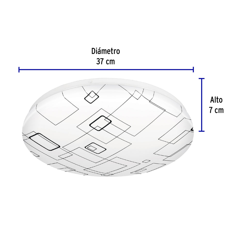 Luminario LED 22W plafón decorativo cuadros luz de día,BASIC Caja con 2, 43179