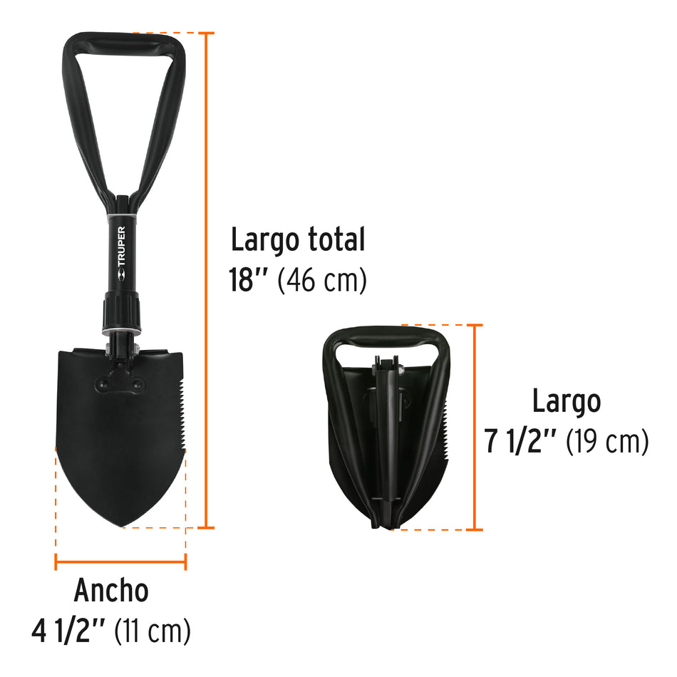 Pala plegable de 18', Truper Caja con 3, 16018