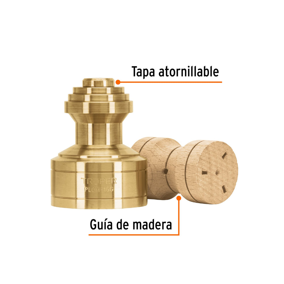 Plomada de latón 16 oz tipo Guatemala, Truper Caja con 4, 11822