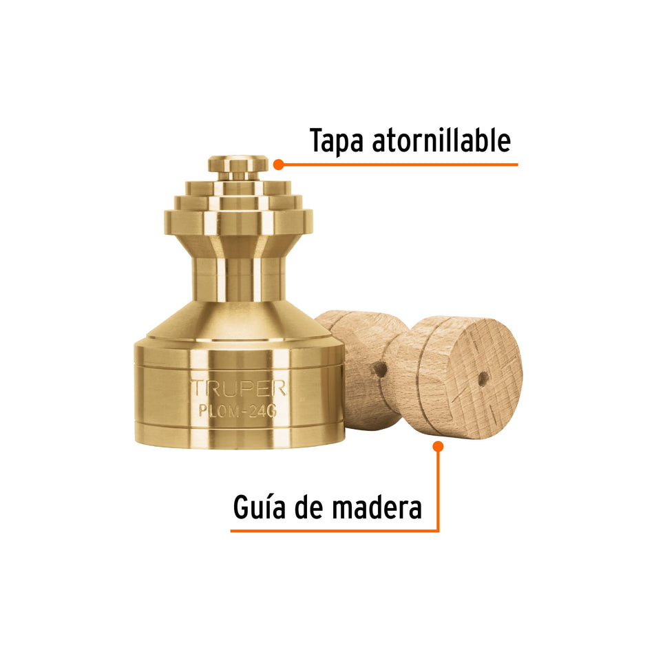 Plomada de latón 24 oz tipo Guatemala, Truper Caja con 4, 11823
