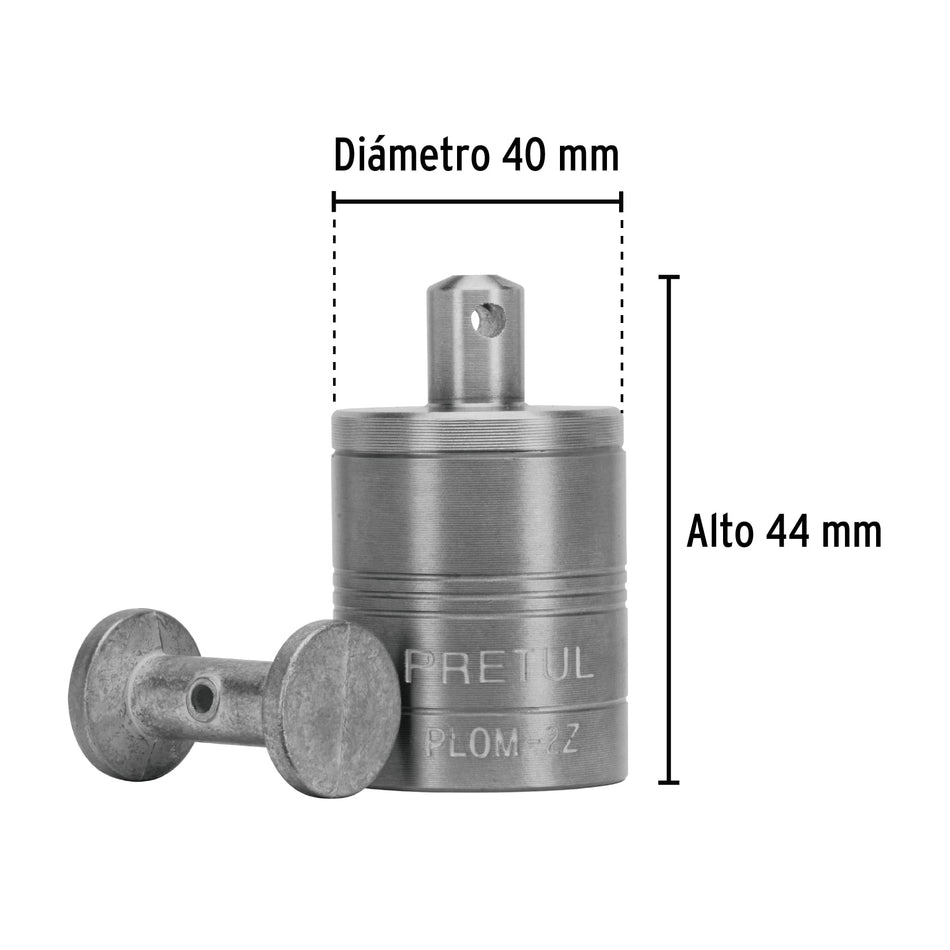 Plomada metálica de 310 g con centro, Pretul Caja con 6, 22462