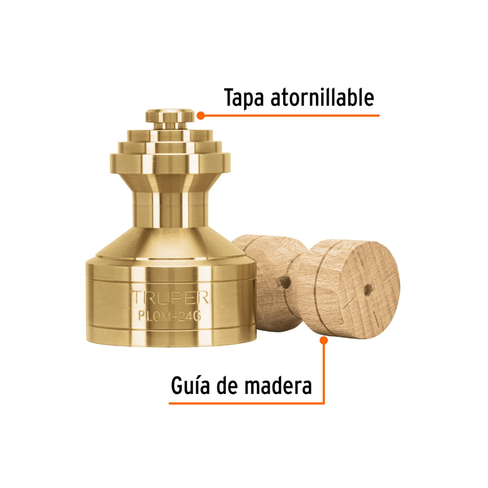 Plomada de latón 32 oz tipo Guatemala, Truper Caja con 4, 11824
