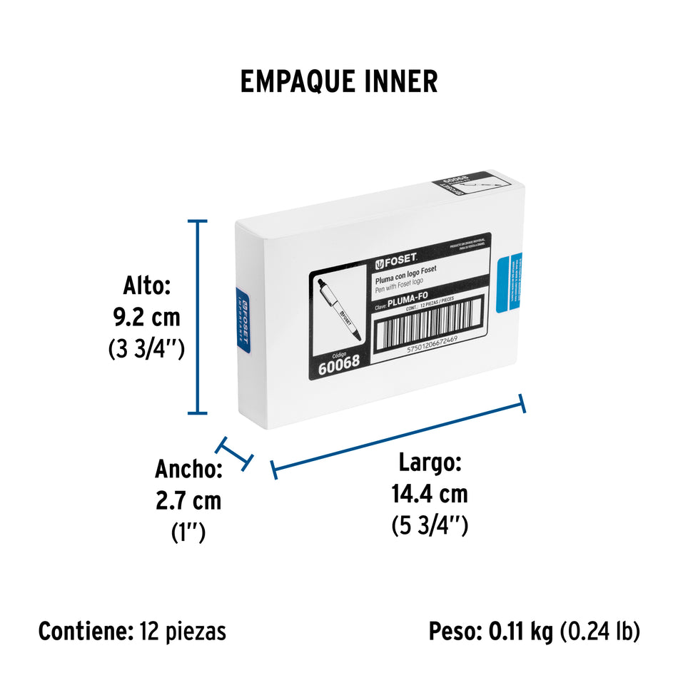 Pluma retráctil, Foset Caja con 12, 60068