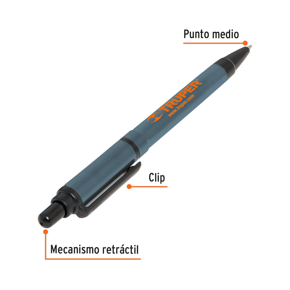 Pluma retráctil, Truper Caja con 12, 60065