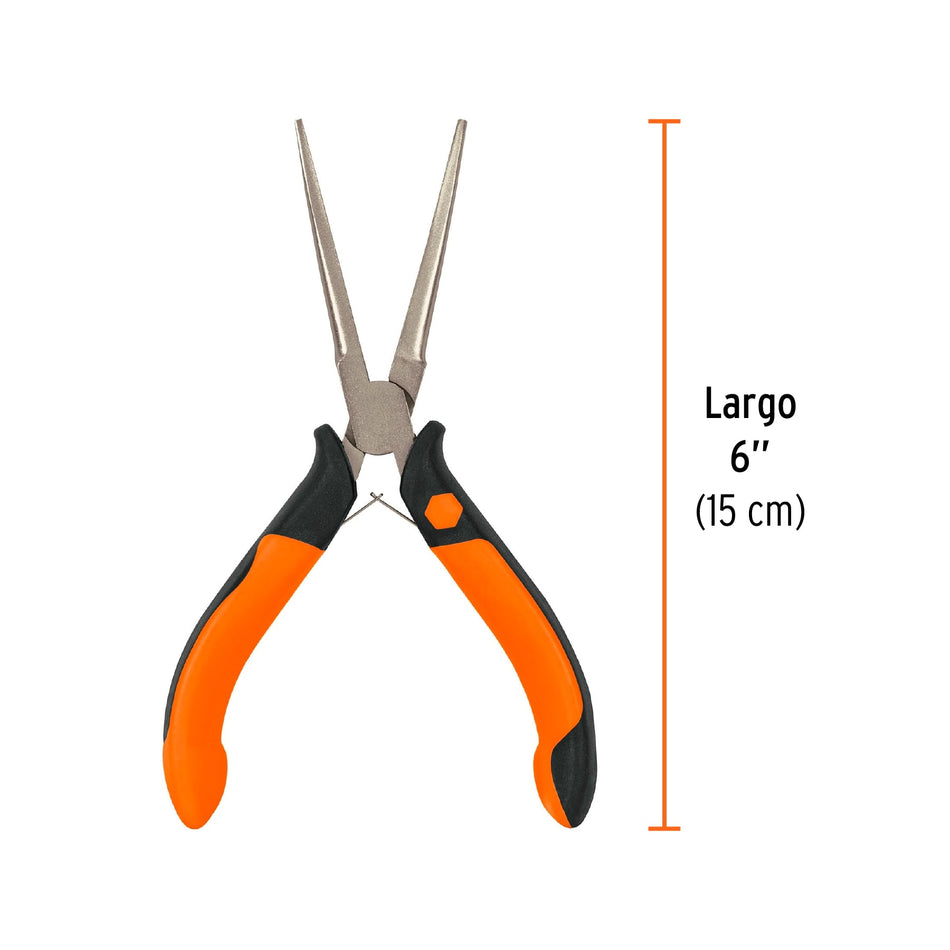Mini pinza de punta de aguja 6' mango Comfort Grip, Truper Caja con 6, 17369