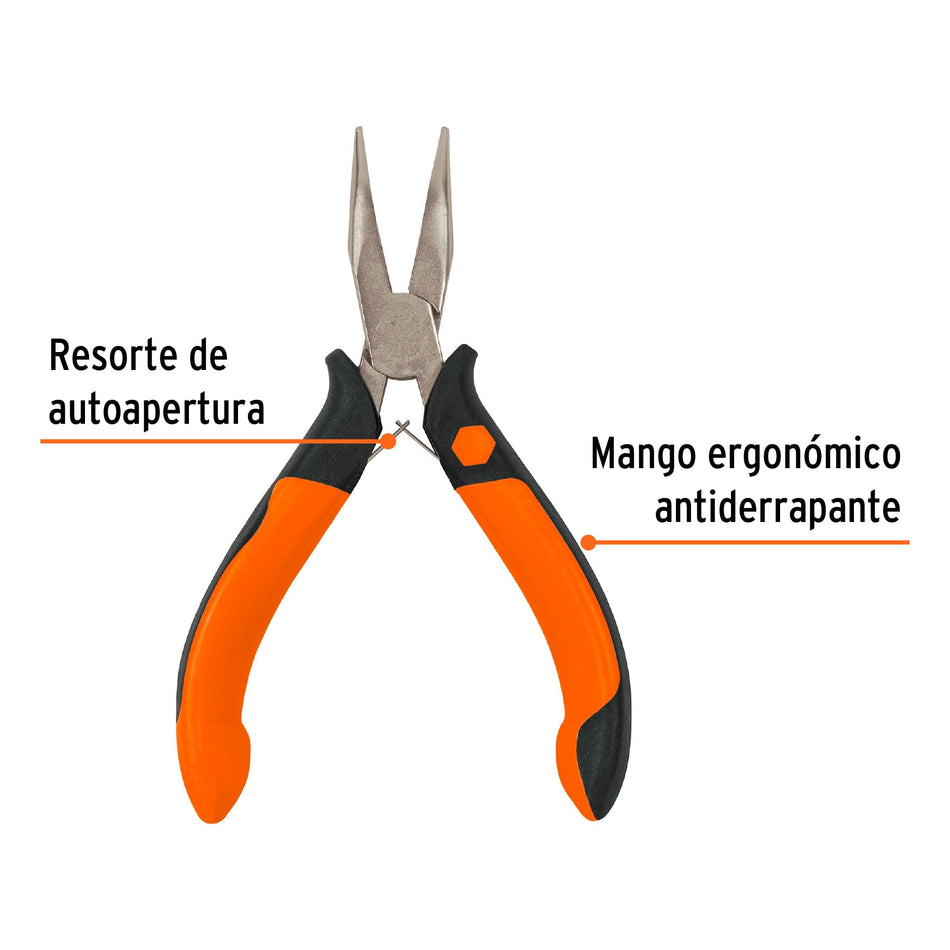 Mini pinza de punta curva 5' mango Comfort Grip, Truper Caja con 6, 17365