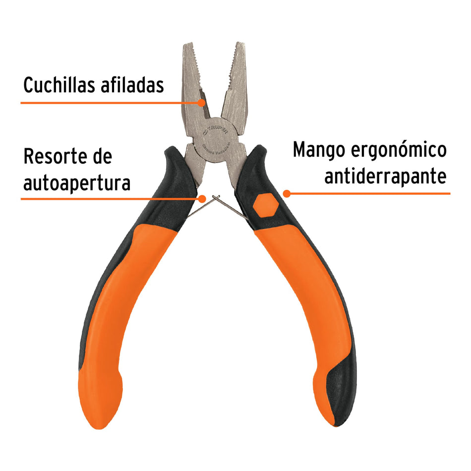 Mini pinza para electricista 5' mango Comfort Grip, Truper Caja con 6, 17371