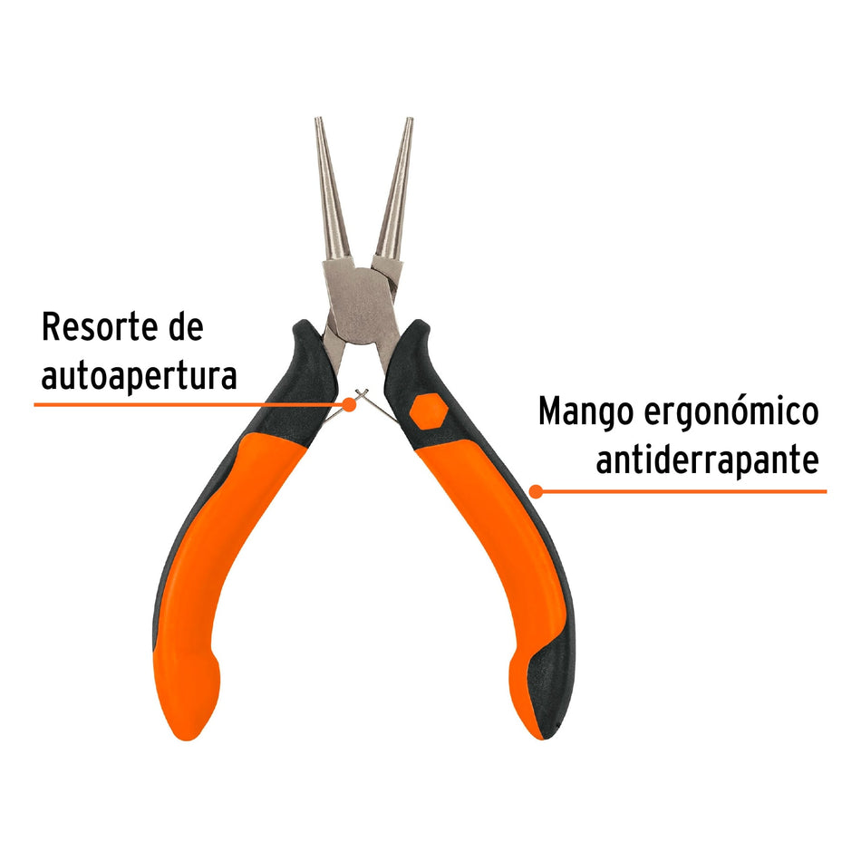 Mini pinza de punta redonda 5' mango Comfort Grip, Truper Caja con 6, 17370