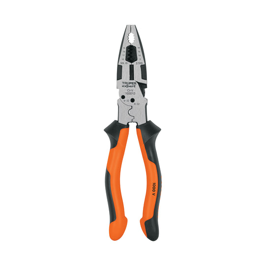 Pinza multiuso 8' punta larga, comfort grip, Truper expert Caja con 3, 103013
