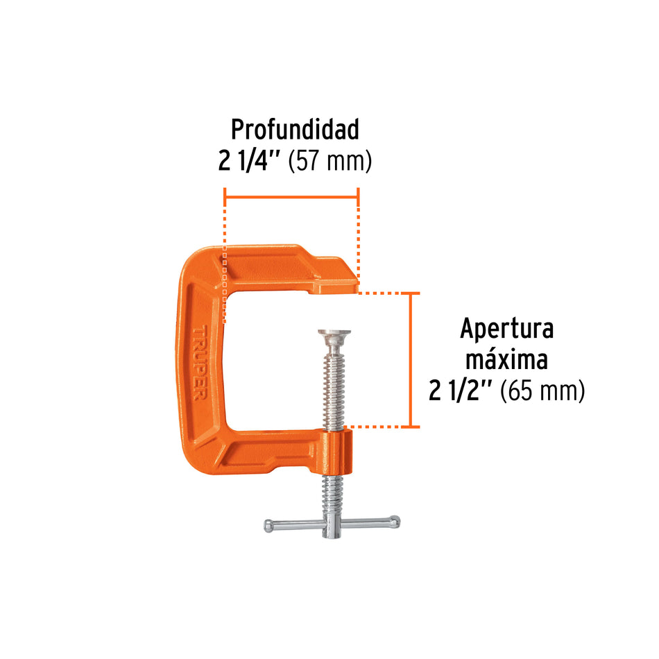 Prensa profunda 2-1/2' de hierro dúctil para carpintería Caja con 6, 17691