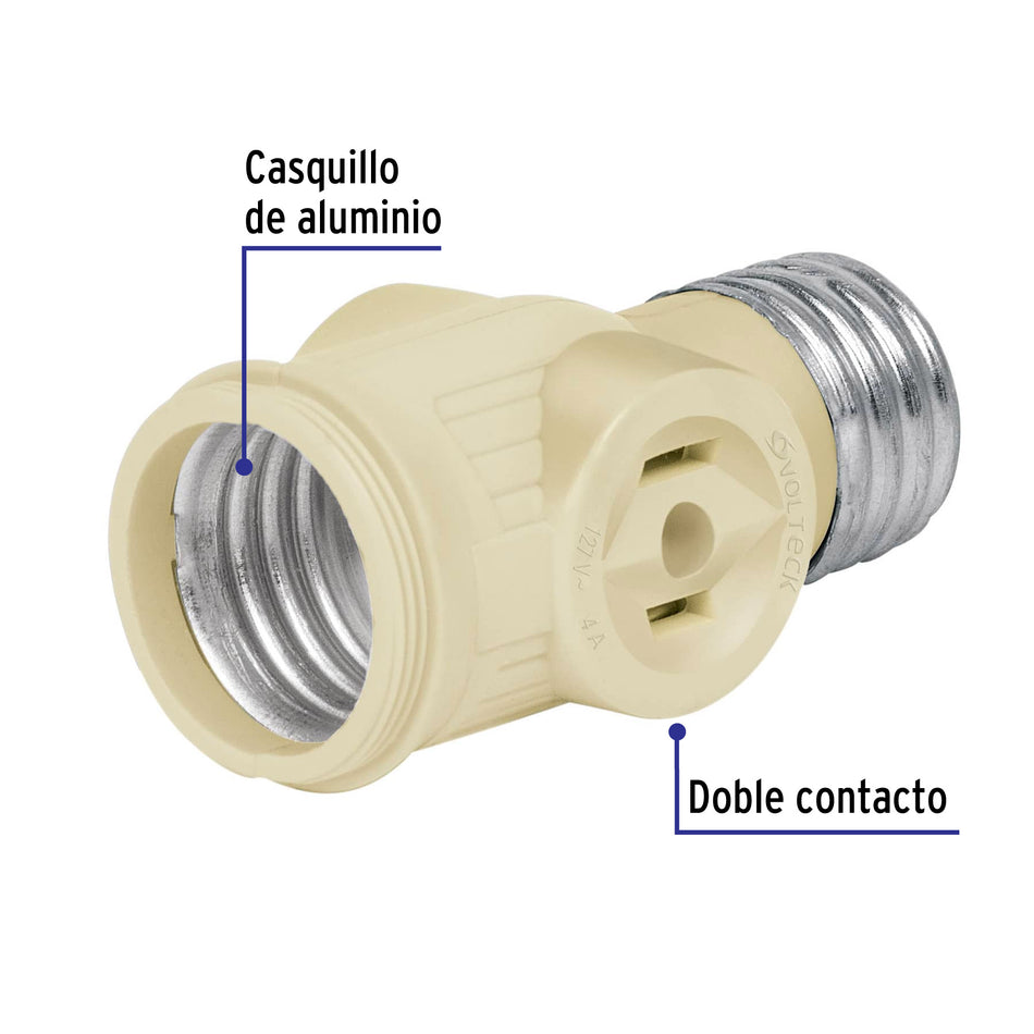 Portalámpara de baquelita, con doble contacto, Volteck Caja con 10, 46514