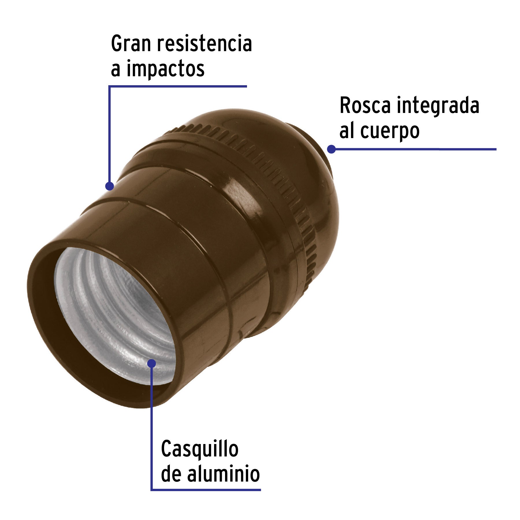 Portalámpara de policarbonato, sencillo, Volteck, 46542