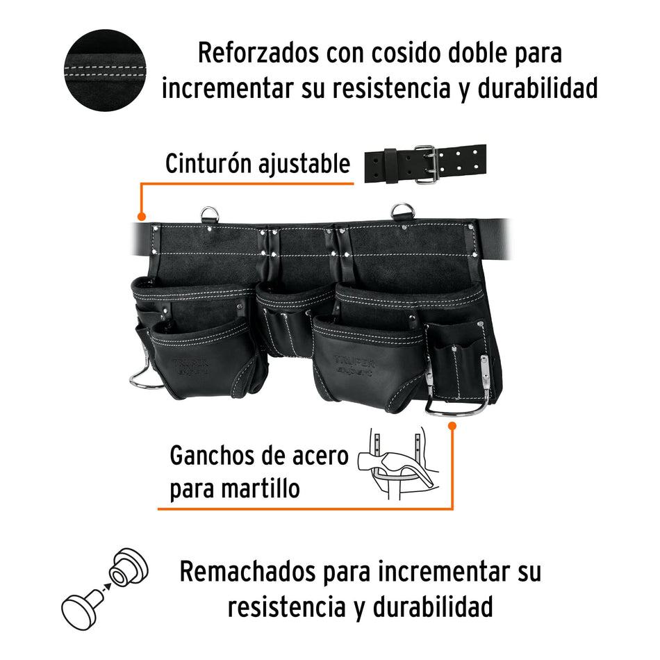 Porta herramientas de carnaza, 15 compartimentos, Expert, 101786