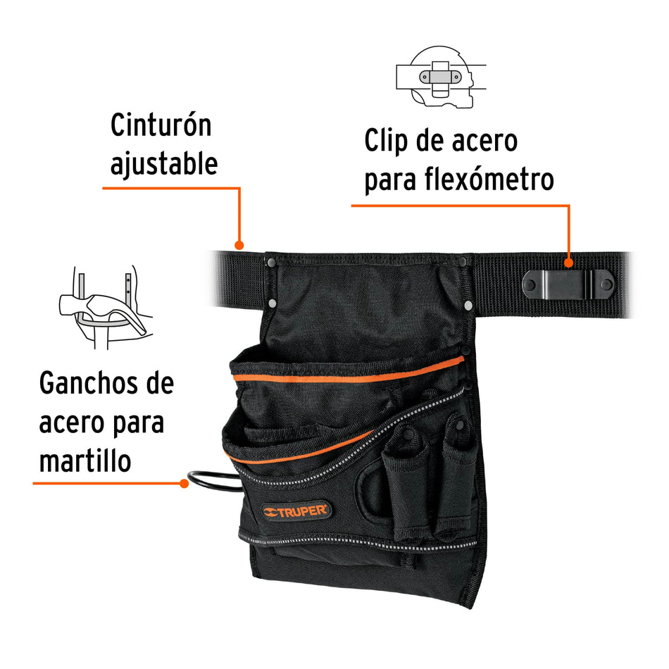 Porta herramientas de poliéster, 13 compartimentos, Truper Caja con 2, 15313