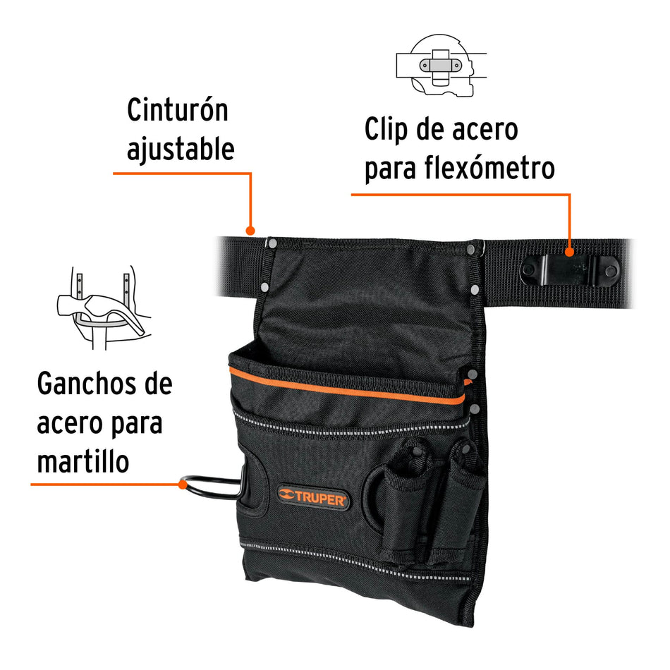 Porta herramientas de poliéster, 5 compartimentos, Truper Caja con 2, 101665
