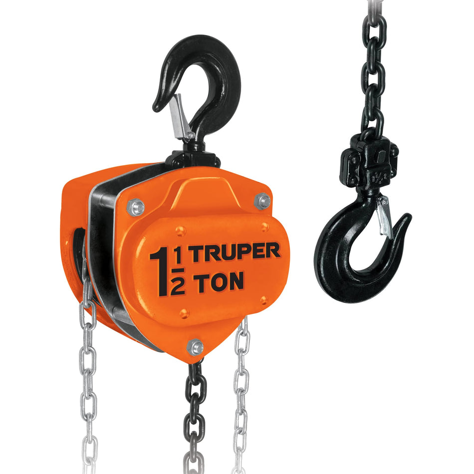 Polipasto de cadena de 1-1/2 ton, Truper, 16825