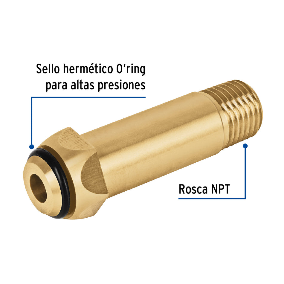 Punta pol de latón 1/4' x 5 cm, de rosca con O-ring, Foset Caja con 6, 47311
