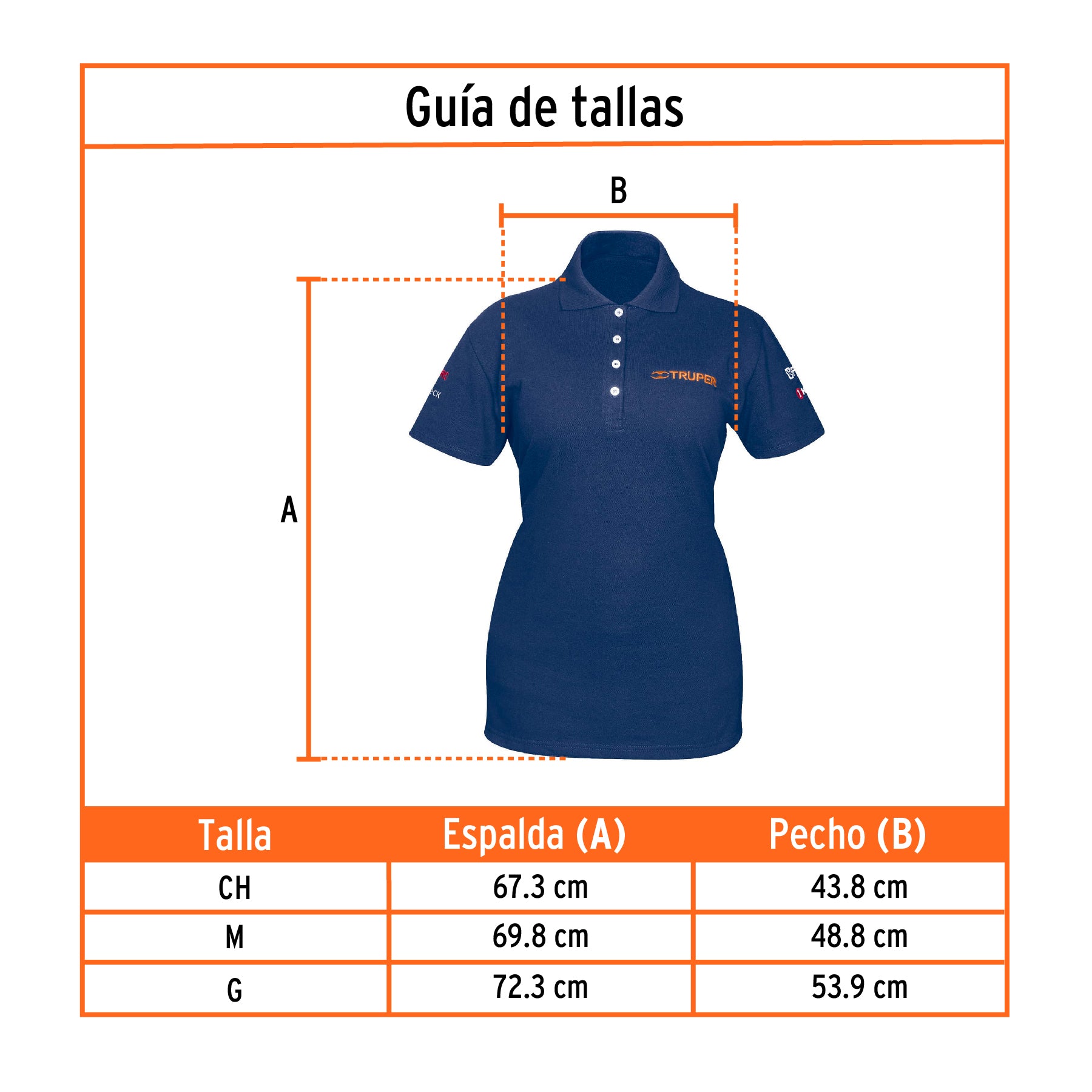 Playera polo para mujer, azul, CH, Truper, 60474