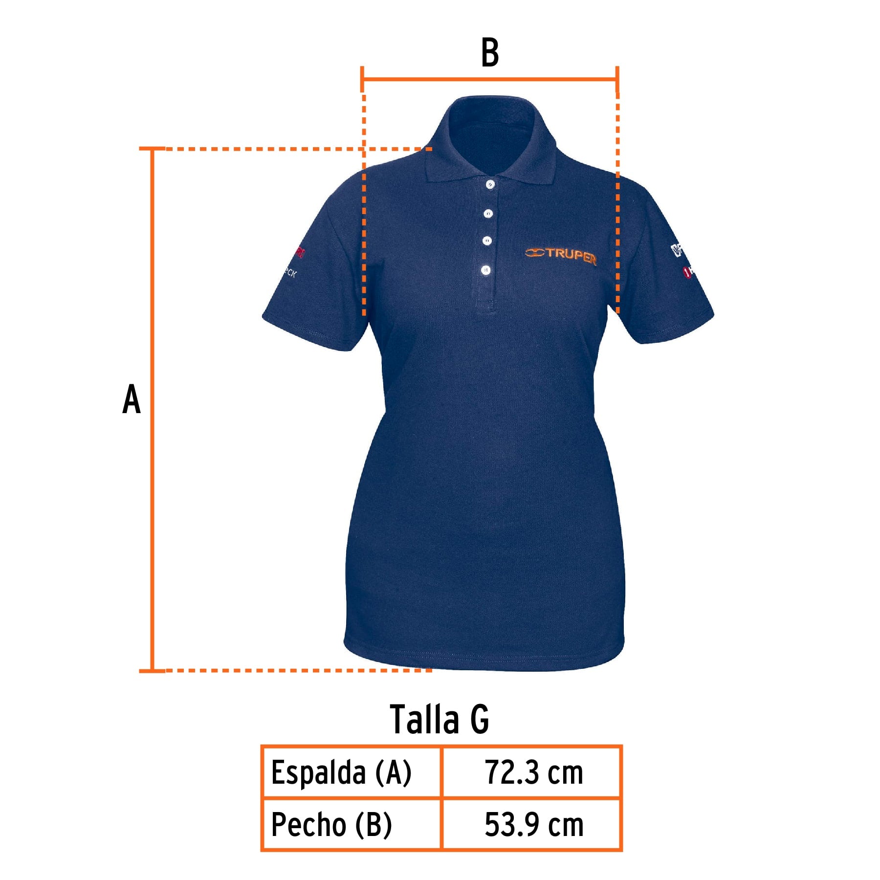 Playera polo para mujer, azul, G, Truper, 60472