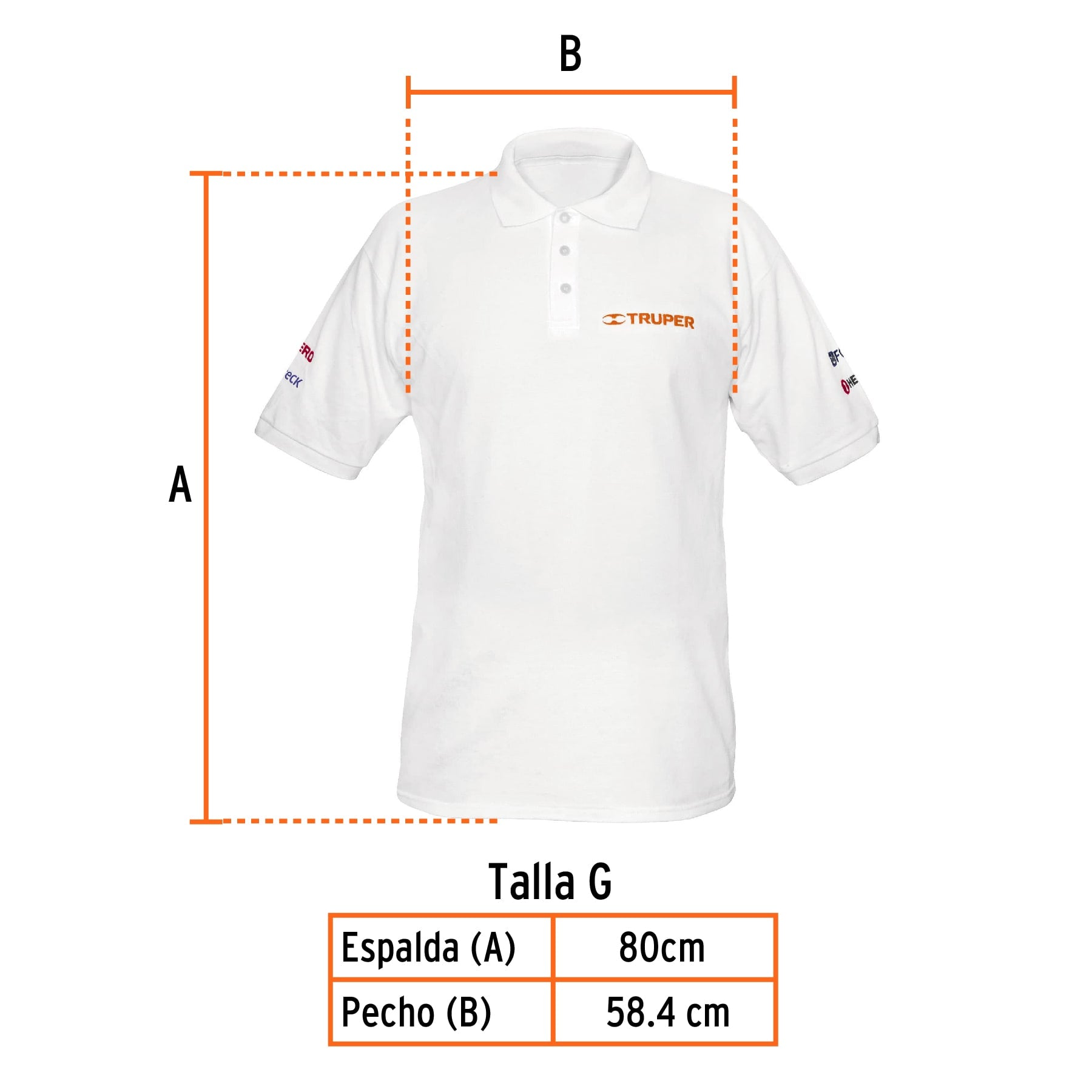 Playera polo para hombre, blanca, G, Truper, 60453