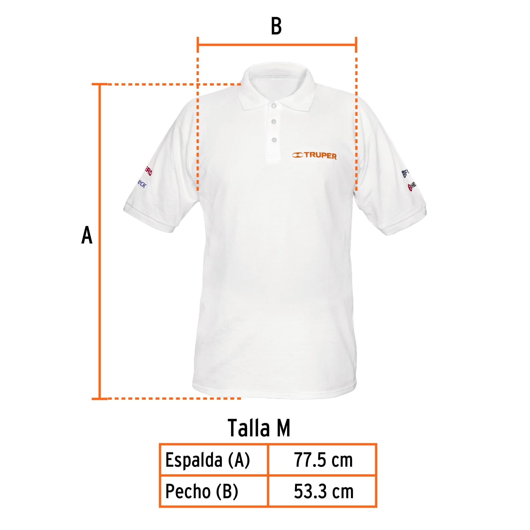 Playera polo para hombre, blanca, M, Truper, 60454