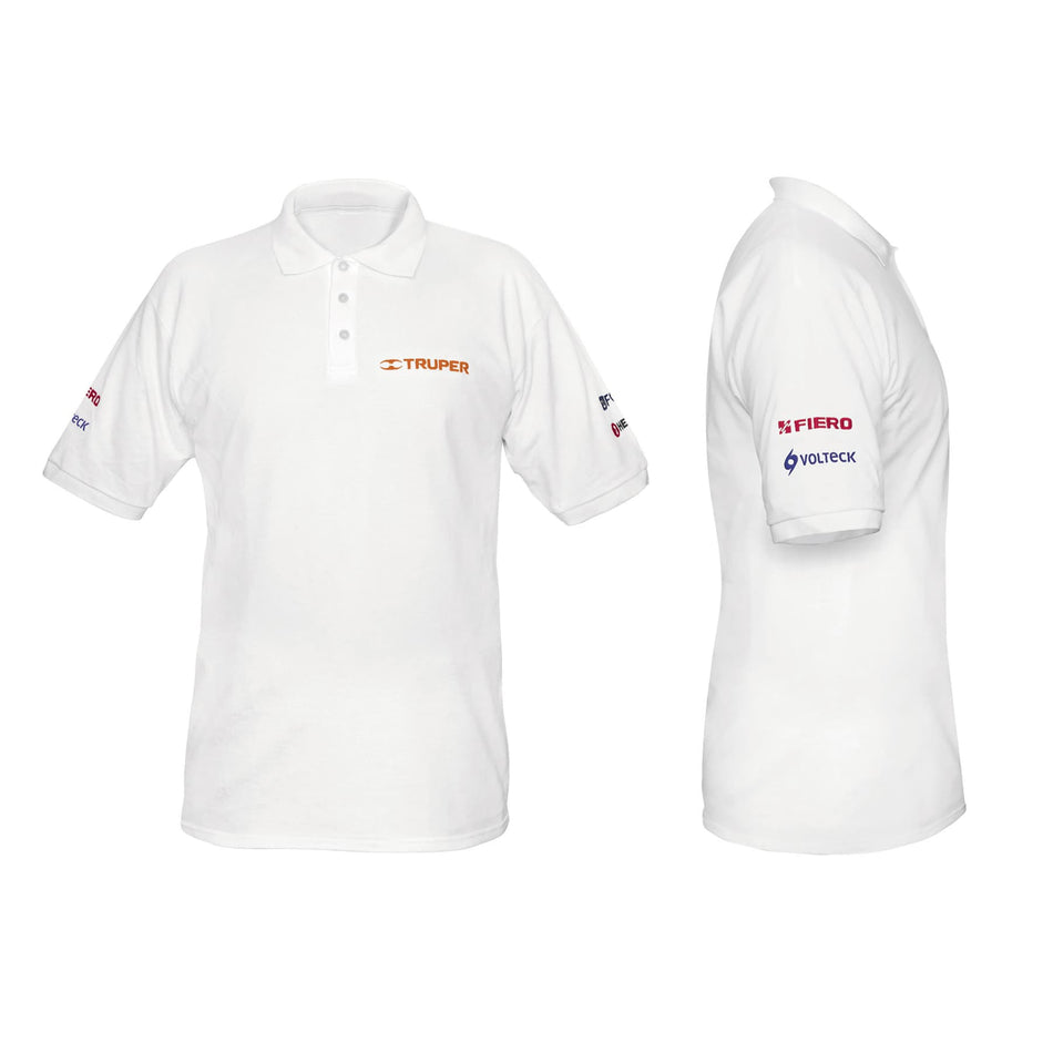 Playera polo para hombre, blanca, CH, Truper, 60455