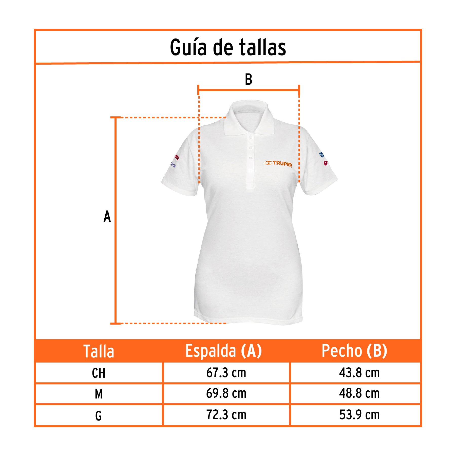 Playera polo para mujer, blanca, CH, Truper, 60468