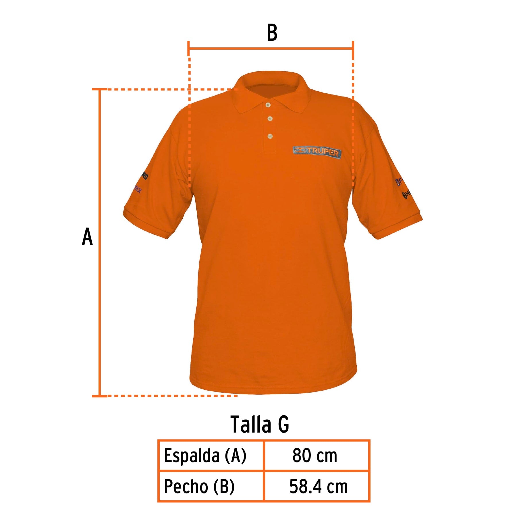 Playera polo para hombre, naranja, G, Truper, 60458