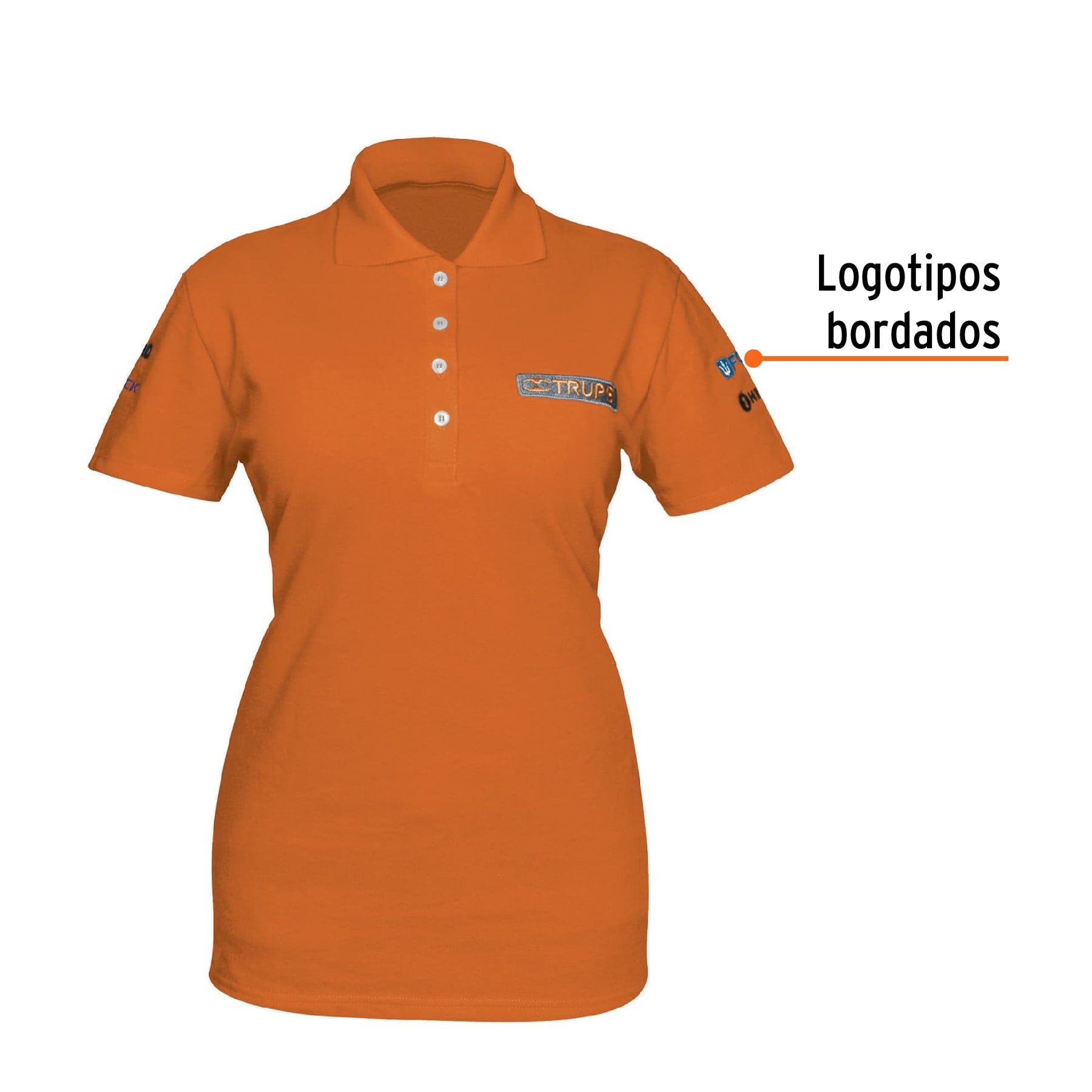 Playera polo para mujer, naranja, G, Truper, 60469